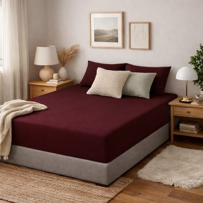 Saphira COMFORT Jersey Hoeslaken – Bordeaux – 180x200 cm – 30 cm Matrashoogte – 100% Katoen – 360° Elastiek Rondom – Glad & Rekbaar