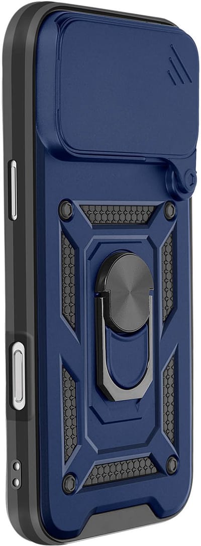 Mayaxess, Hoesje Geschikt voor Apple iPhone 17 Pro met Roterende Magnetische Ring en Camera Cover, Nachtblauw