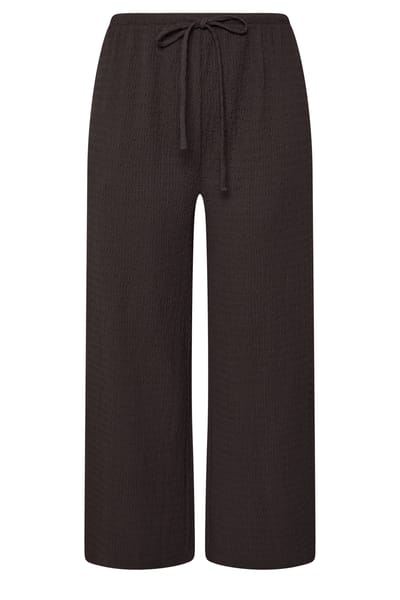 Yours Chocoladebruine Crinkle Broek Met Wijde Pijpen Size Regular > 42