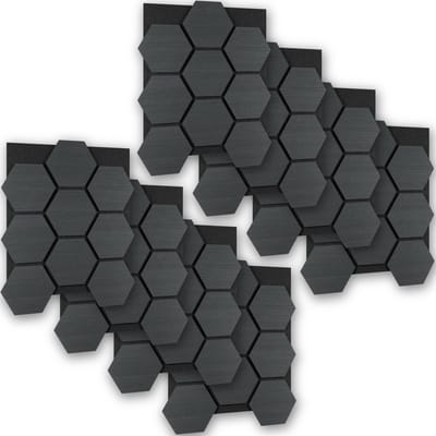 tectake® Akoestische Hexagon Panelen - Set van 8 - Akoestisch Wandpaneel - 76 x 62 cm - Wandpanelen met Aanpasbare Grootte en Patronen - MDF en Houtfineer - Geluidsisolatie - Stijlvolle Wanddecoratie - Eenvoudige Montage - Zwarte Eiken