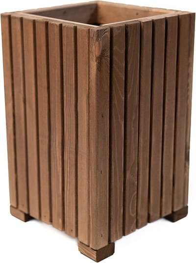 Houten bloembak | Plantenbak | Bloempot 40 x 25 x 25 cm | Kruidenpot | Bloempot met kunststof inzetstuk | Waterdicht | Donkerbruin
