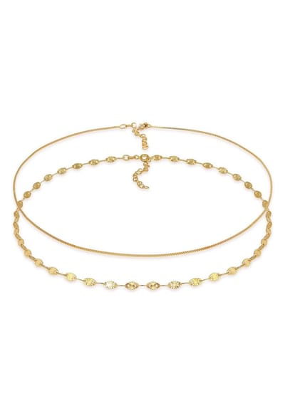 Elli - Halsketting - Dames Choker Set Venetiaanse Ketting Platelet Basic Verstelbaar in 925 Sterling Zilver - Dames
