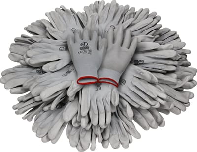 Werkhandschoenen 24 Paar met PU-coating Grijs Maat S