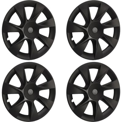4 Pièces Cache Moyeu de Roue Noir Mat Automobile Protection de Jante Couvrante Remplacement pour Roues 19 Pouces Tesla Model Y 2020 black