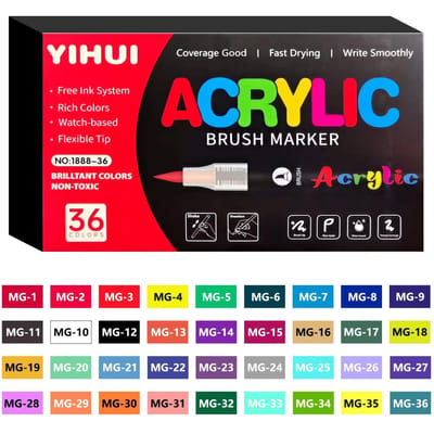 12/24/36/48/60 Kleuren Acrylverf Pennen Markers Kwastpunt Verf Markers Voor Rots Schilderen Hout Steen Glas Cadeau DIY Ambachten