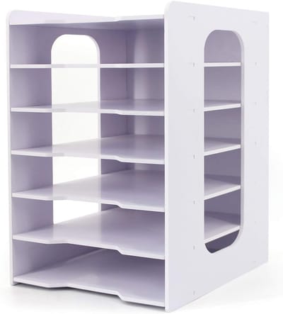 Bestandsorganizer Bureau - Documentenhouder Opbergrek - Kantoor Thuis School - 7 Lagen Verticaal - 30x15x15cm - Wit