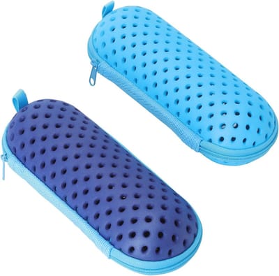 Set van 2 Hardcase EVA Opbergtas voor Zwembrillen met Ventilatie - Lichtgewicht, Waterdicht en Ideaal voor Zwemmen en Reizen - 18.5 x 7.5 cm voor Dames en Heren