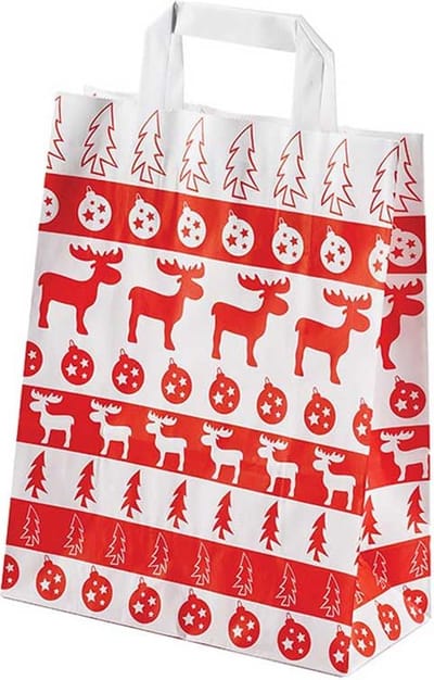 5 x papieren Kersttassen / Kerst draagtassen / Kersttasjes "Norway " Met Platte Oren 18 x 8 x 22cm / Kerst verpakking