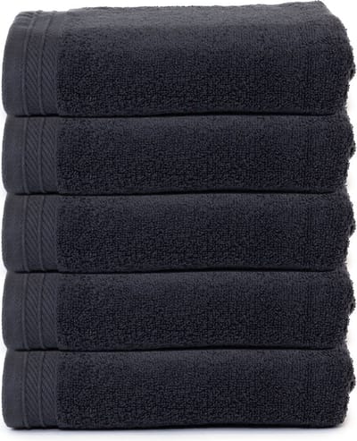 The One Towelling Organische Handdoeken Set - 5 Stuks - 50 x 100 cm - Hotelkwaliteit - Handdoekenset - Badhanddoek - 550gr/m2 - Katoen - Antraciet