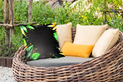 Buitenkussen Weerbestendig - Bladeren - Groen - Geel - Verf - Jungle - 50x50 cm