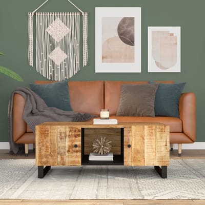 vidaXL - Salontafel - 100x54x40 - cm - massief - mangohout - en - bewerkt - hout
