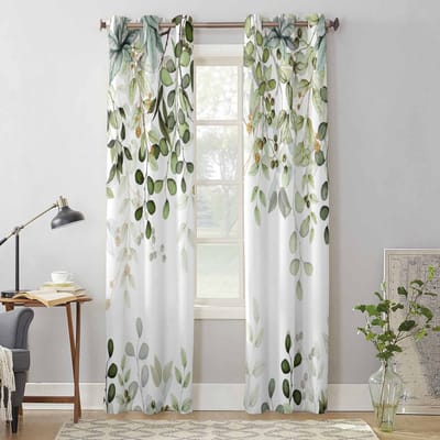 Abstract Saliegroen Bladeren Takken Raamgordijnen voor Woonkamer Slaapkamer Gordijn Modern Keuken Jaloezieën Draperieën Gordijnen 135W x 92H(cm) x1