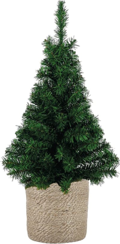 Kunstboom/kunst kerstboom 75 cm met naturel jute pot - Kunstboompjes/kerstboompjes