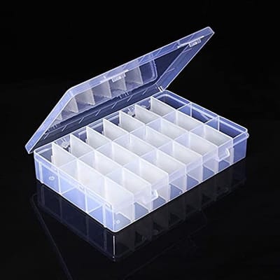Dailygoods Opbergdoos Elektronische Componenten - 24 Compartimenten - Transparant - Handig voor knutselen en hobby's - Voor kleine on...