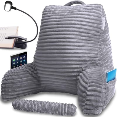 Ploutus® Leeskussen Voor In Bed - Bookseat - Comfortabel Leeskussen voor Boeken en Tablets - Grijs - 44cm x 36cm x 14cm