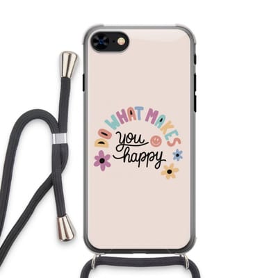 Case Company® - Hoesje met koord geschikt voor iPhone 8 hoesje met Koord - Happy days - Telefoonhoesje met Zwart Koord - Bescherming aan alle Kanten en Over de Schermrand