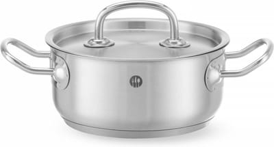 HENDI Kookpan laag – met deksel – 1,5L – ⌀160mm – inductiegeschikt – koelblijvende handgrepen