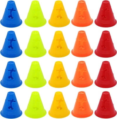 20 stuks trainingskegels voor kinderen, multifunctionele kegels voor kinderen, obstakels bij het skaten, rolschaatsen met wielen, obstakels bij voetbaltraining