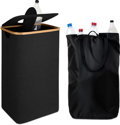 Statiegeld prullenbak - 100 l - afwasbare tas - zwart
