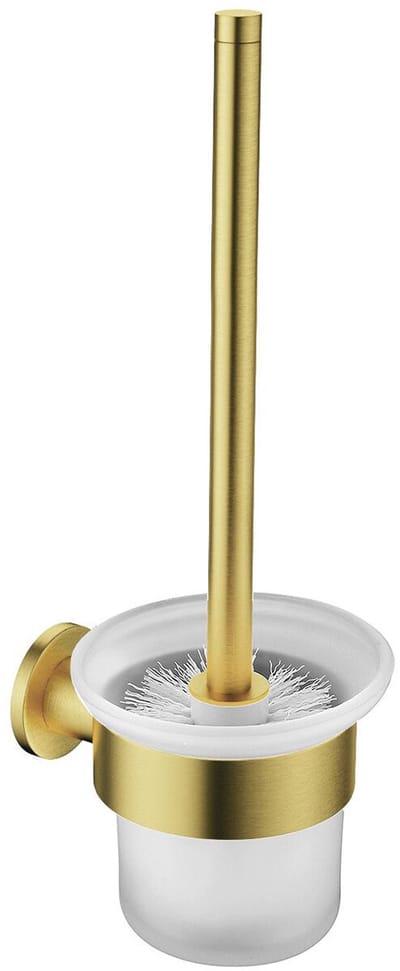 WC Borstel met Houder - Toiletborstelhouder - Leoni Rimbo - Rond - PVD - Geborsteld Goud