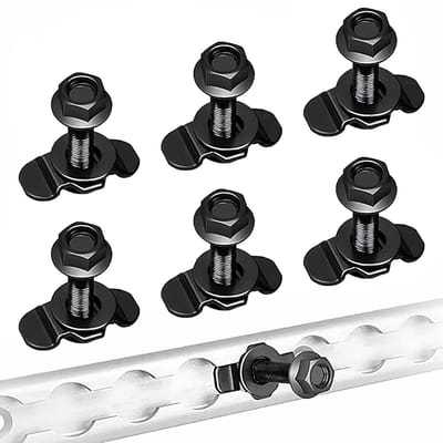 Schroefbevestigingen voor luchtrails en eindklemrails - 6 stuks voor caravans, vrachtwagens en aanhangers (zwart, M8 x 40)