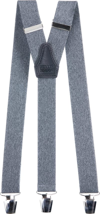 Pierre Mouton Sterke Bretel - Bretels - Volwassenen - Heren - Denim Grijs - 140cm - 3 brede clips - XL - XXL