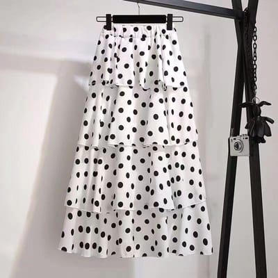 Polkadot Rok In De Lange Zomer Feeënrok Chiffon Rok Taartrok L wit