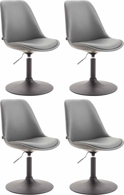 CLP Maverick Set van 4 Eetkamerstoelen - Kunstleer grijs zwart