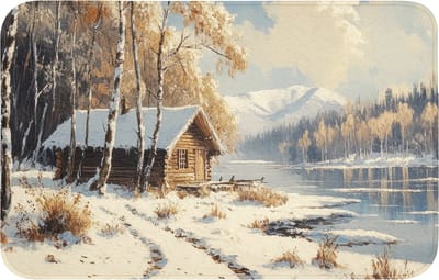 Badmat 80x50 cm - Antislip - Winter - Sneeuw - Huis - Natuur - Badmatten voor badkamer - Badkamermat - Douchemat - Badkamer mat