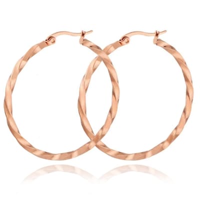 Dames Oorbellen Ringen Rose kleurig Gedraaid Edelstaal - 40mm