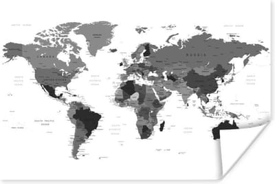 Wereldkaart - Kleuren - Topografie - Kinderen - Jongens - Meisjes - 120x80 cm - Poster - Poster Kinderkamer
