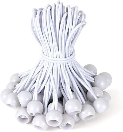 Bolvormige elastische spanners - 15 cm - 50 stuks - Zeilspanners met rubberen ballen - Geschikt voor tenten en partytenten - Wit