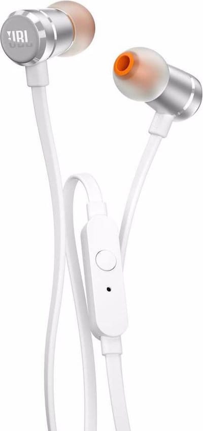 JBL Tune 290 - In-ear Oordopjes Bedraad - Oortjes met Microfoon - 3.5 mm Koptelefoon Aansluiting - Aluminium Design - Pure Bass Sound - Zilver