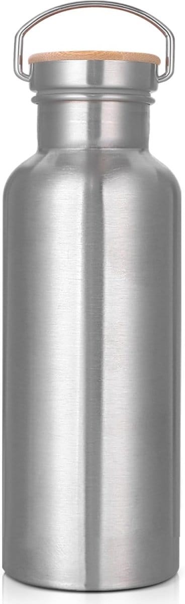 TOVBMUP RVS Waterfles - 750ml - Niet-geïsoleerd - Enkelwandig - Lekvrij - Metalen Waterfles - Buitendrinkfles - Geschikt voor Reizen, Sport, School