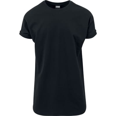 Urban Classics T-shirt - Long Shaped Turnup Tee - S tot 5XL - voor Mannen - zwart