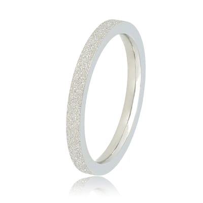 My Bendel - Brede Zilverkleurige Stardust Aanschuifring - Brede Zilverkleurige Stardust Aanschuifring - met Luxe Cadeauverpakking | Sieraden Voor Dames | Maat 16.00 Mm / Maat 50