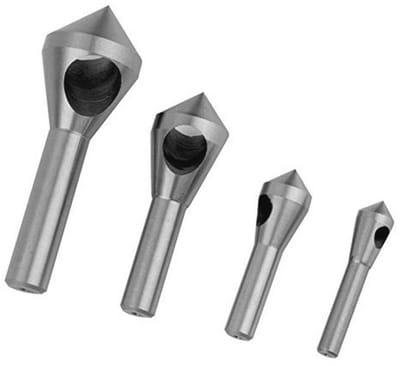 Verzinkboor Set met 4 Stuks voor Hout, Staal, Aluminium en PVC – Conische Afschuining en Ontbramen Boren
