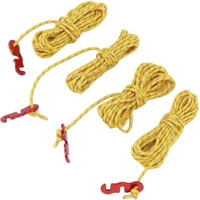 4 pièces Corde de Camping Extérieure 3m Nylon Coupe-Vent Bande Réfléchissante Longueur Réglable Corde de Tente Corde d'Arrimage pour auvent jaune