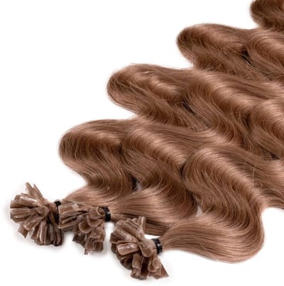 hair2heart Premium Extensions Echt haar Bondings Gegolfd - 25 strengen 0,8 g 50 cm 8/1 lichtblond as