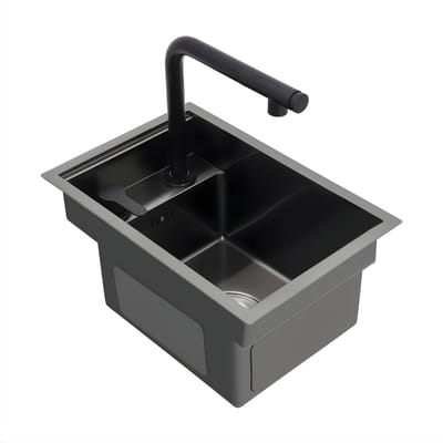 Spoelbak - Keukenspoelbak - Wasbak - Voor keukenbar -Ingebouwde aanrechtspoelbak - Grijs