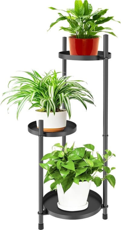 VIN® Plantenladder - Plantentrap - Plantenrek Opbergrek - Plantenstandaard - Plantenhouder - Bloemenrek – Bloementrap Met 3 Etages - 28 x 28 x 82 cm