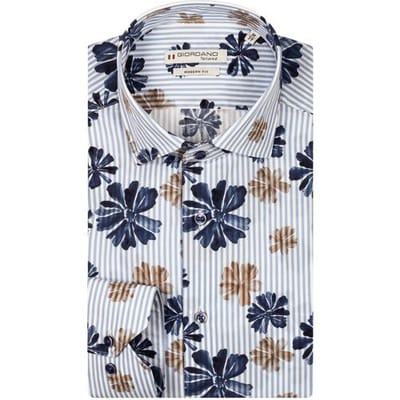 Giordano Overhemd Maggiore Poplin Flower Stripes Fantasy Semi Cutaway Collar Navy-Multi / male