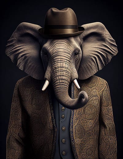 AI - Woondecoratie - Poster - Dieren - Olifant - Pak - 21 - 50 x 70 cm