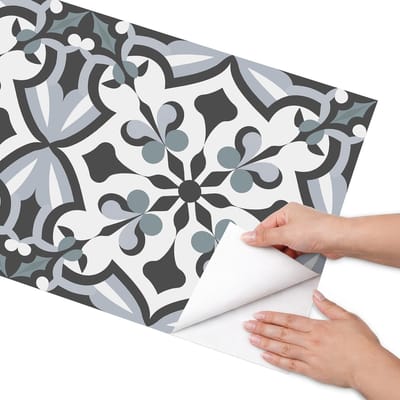 Coloray Meubel Wrap Folie - Zwart Meubelfolie - 50x100 cm - Plakfolie Meubels Rustieke tegels - Decoratiefolie Zelfklevend - Scandinavisch Meubelfolie - Meubelfolie Zelfklevend - Badkamer decoratie - Geometrische