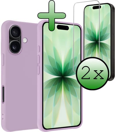 Hoesje Met 2x Screenprotector - Geschikt voor Apple iPhone 17 - Sterk & Shockproof - Back Cover - Siliconen Case - Telefoon Hoes - Lila