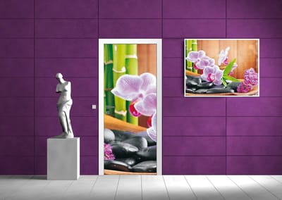 Deursticker Muursticker Stenen, Zen | Paars | 91x211cm