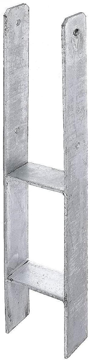 H-paalanker 121 x 5 x 600 mm, gegalvaniseerd, paalanker, H-anker, zwaar uitgevoerd betonanker voor palen, CE-gecertificeerd, paalsteun voor inbedding in beton, paalvoet, paalhouder, H-paalsteun
