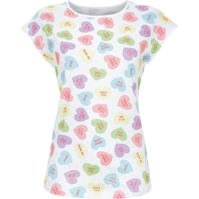 Katoenen pyjamashirt suikerhartjes Ringella - Wit - Maat - 40
