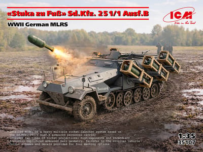 ICM Modelbouwpakket Militaire voertuigen - 35107 Sd.Kfz. 251/1 Ausf. B Stuka zu Fuss WWII - Duits Pantservoertuig Plastic - 1:35 - Modelbouw