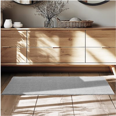tectake® Kortpolig Vloerkleed - 60 x 110 cm - Grijs - 1630 g/m² Poolgewicht - Tapijt voor Woonkamer, Slaapkamer, Eetkamer - Onderhoudsvriendelijk en Wasbaar - Antislip Ondertapijt - Allergievriendelijk - Diverse maten en kleuren